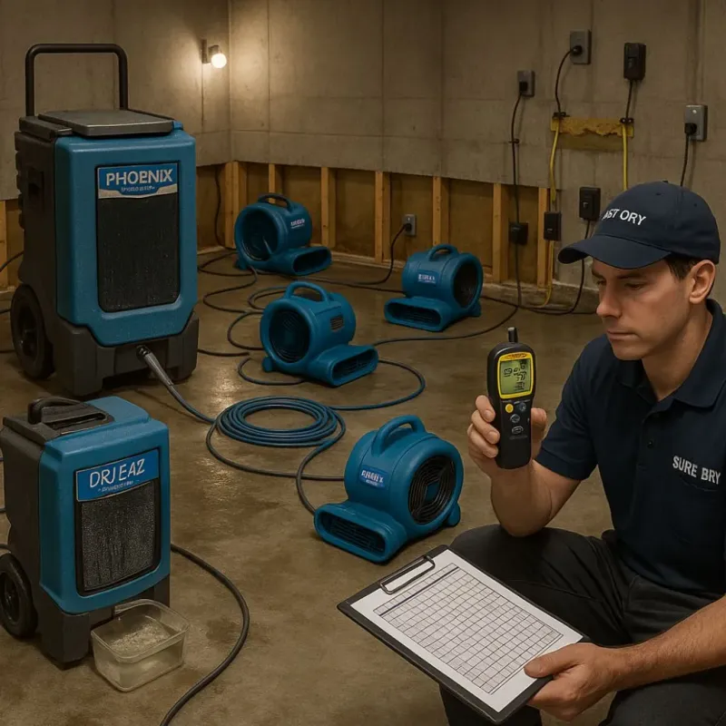Structural Drying and Dehumidification process in Lake Park, IA